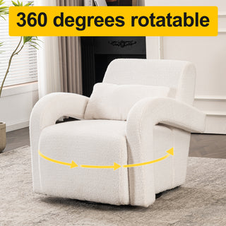 Cozy white Teddy Fabric Armchair - Modern Sturdy Lounge Chair with Curved Arms and Thick Cushioning for Plush Comfort