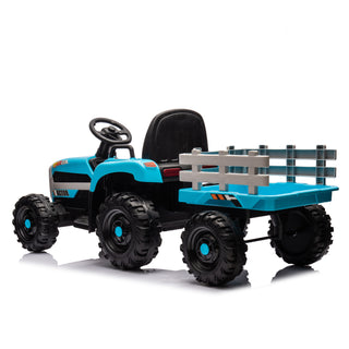 Ride on Tractor with Trailer,12V Battery Powered Electric Tractor Toy w/Remote Control,electric car for kids,Three speed adjustable,Power display, USB,MP3 ,Bluetooth,LED light,Two-point safety belt