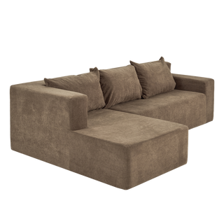 Modular Sectional Couch, Modern L-Shape Sectional Sofa with Chaise Lounge, Comfy Snow Velvet Fabric Corner Sofa Couch, Upholstered Couch for Living Room, Bedroom, Apartment