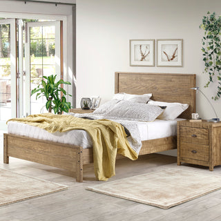 Albany Solid Wood Full Bed Frame with Headboard, Heavy Duty Modern Rustic Full Size Bed Frames, Box Spring Needed