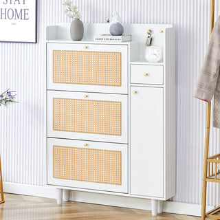 Modern minimalist storage cabinet, Japanese rattan shoe cabinet, bed top cabinet, small home furniture. Suitable for corridors and living rooms. GZ-DI-03