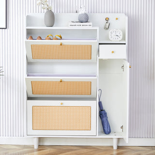 Modern minimalist storage cabinet, Japanese rattan shoe cabinet, bed top cabinet, small home furniture. Suitable for corridors and living rooms. GZ-DI-03