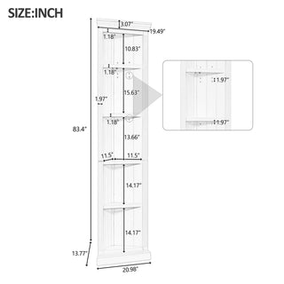 83.4"Tall Modern Corner Shelf,5 Tier Corner Bookcase with LED Light, Storage Standing Shelf Unit, Open Corner Plant Display Stand for Small Space for Living Room,Wall Corner, Home Office,White