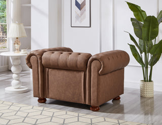 Classic Chesterfield Sofa Chair for Living Room Brown Faux Leather