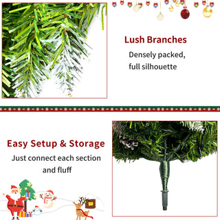 Pre-lit Xmas Tree Artificial Christmas 4-Piece Set, Garland, Wreath and Set of 2 Entrance Trees X-mas with Led Lights, Christmas Tree