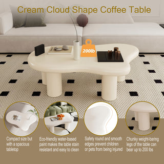 47 Inch Cloud Shaped Coffee Table for Living Room, Beige