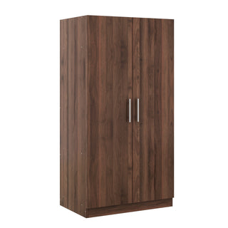 2-Door Wooden Wardrobe Armoire with 3 Storage Shelves, Brown