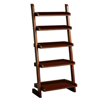 Antique Oak 1pc Ladder Shelf 5-Tier Shelf for Books Modern Style Living Room Display Shelf / Book Shelf