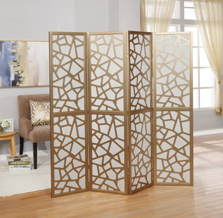 Giyano 4 Panel Screen Room Divider, Gold