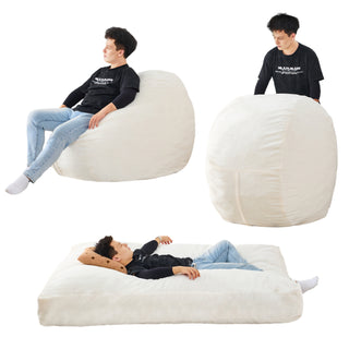 Giant Bean Bag Chair Bed for Adults, Convertible Beanbag Folds from Lazy Chair to Floor Mattress Bed, Large Floor Sofa Couch, Big Sofa Bed, High-Density Foam Filling, Machine Washable