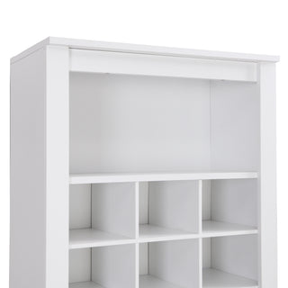 ON-TREND Stylish Design 30 Shoe Cubby Console, Contemporary Shoe Cabinet with Multiple Storage Capacity, Free Standing Tall Cabinet with Versatile Use for Hallway,  Bedroom, White