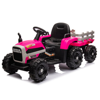 Tractor2.0 Ride-On Kids Toy with Trailer, 24v Electric, 200w Dual Motor, 1.86-4.97 mph, Remote Control, 3-Speed, usb, mp3, Bluetooth, Led Lights, Safety Belt