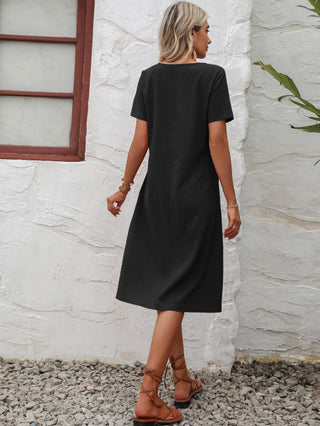 Ivy Lane Round Neck Short Sleeve Dress with Pockets