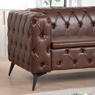 84.06" Traditional 3-Seater Sofa, Square Arm Design with Removable Cushions, Comfortable Living Room Furniture