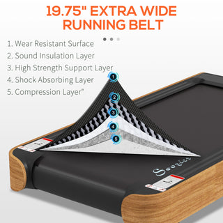 Soozier Under Desk Treadmill, 2.5HP Portable Walking Pad with Bluetooth Speaker, Remote Control, LED Display, 265 lbs Weight Capacity, for Home Gym & Office, Wood Look