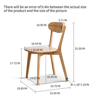 Dining chair wooden FAS grade oak natural wood made in North America 100% dirt-free wood chair solid chair table chair wooden living room chair simple and natural 46.5 * 54 * 80cm