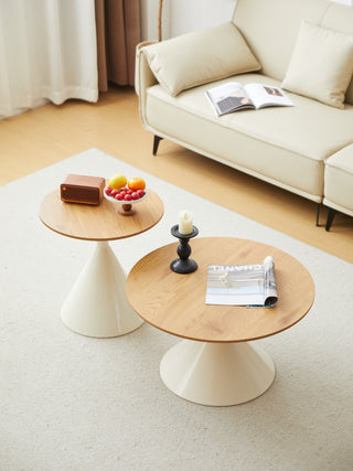 ROUND COFFEE TABLE WHITE+WOOD