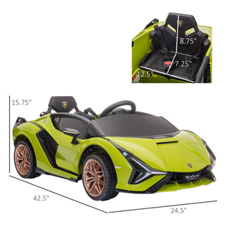 Aosom Lamborghini SIAN Licensed Kids Ride On Car, 12V Electric Sports Car with Remote Control, Horn, Music & Headlights for 3-5 Years Old - Green