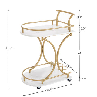 2-Tier Rolling Bar Cart, Industrial Style Beverage Cart with Wine Rack and Glass Holder, Mobile Wine Trolley for Kitchen and Living Room