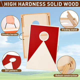 Solid Wood Premium Cornhole Set -  3 Feet x 2 Feet Game Boards, Includes Set of 8 Corn Hole Toss Bags