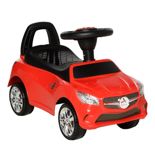 Kids Ride On Push Car, Foot-to-Floor Walking Sliding Toy Car for Toddler with Working Horn, Music, Headlights and Storage, Red