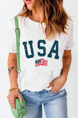 USA Round Neck Short Sleeve T-Shirt for Women