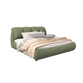 King Size Luxury Upholstered Platform Bed with Oversized Padded Backrest and Solid Wood Frame,suitable for Multiple heights of mattresses,Green(Old Sku:W1885S00019)