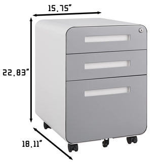 3-Drawer Mobile File Cabinet Under Desk - Versatile Storage for Legal/Letter/A4 Files, Anti-Tilting Design, Cold Rolled Steel, Waterproof, Black