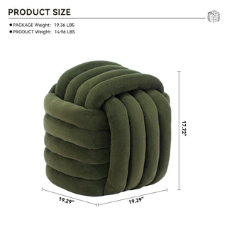 060-Chenille Fabric Modern Knot Design Ottoman Makeup Stool Footstool, Comfortable and Stylish Seat for Living Room, Bedroom,Green