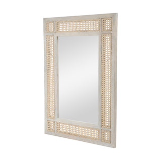 Mango Wood MDF Cane Fitted Mirror – Elegant Natural Wood Framed Wall Mirror