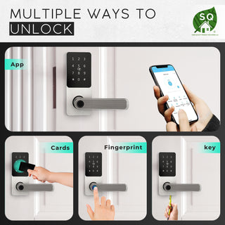 SQ Smart Lock Keyless Entry Fingerprint Door Lock with Handle & App Control