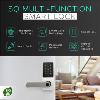 SQ Smart Lock Keyless Entry Fingerprint Door Lock with Handle & App Control