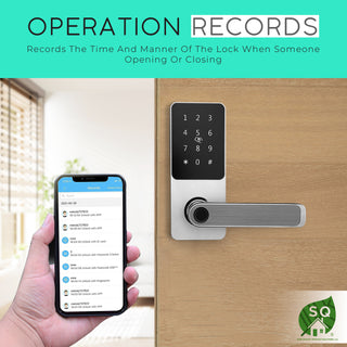 SQ Smart Lock Keyless Entry Fingerprint Door Lock with Handle & App Control