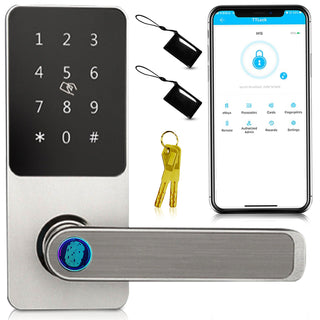 SQ Smart Lock Keyless Entry Fingerprint Door Lock with Handle & App Control