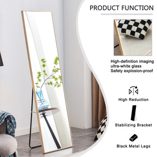 Solid Oak Wood Frame Mirror (60in. x 17.3in.) Suitable for Dressing, Bedroom Entrances, Decorative Mirror, and Clothing Store.