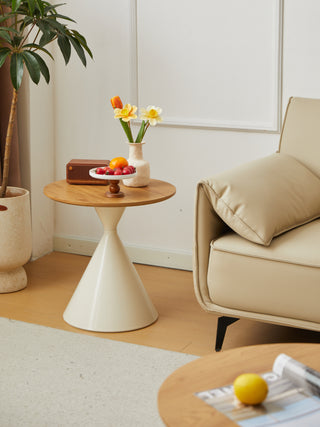 ROUND COFFEE TABLE WHITE+WOOD