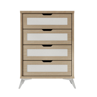 Rattan Chest of Drawer, 4 Drawer Chest for Bedroom with Metal Leg - L31.5'' x W15.75'' x 44.57'' (Natural) - White Label