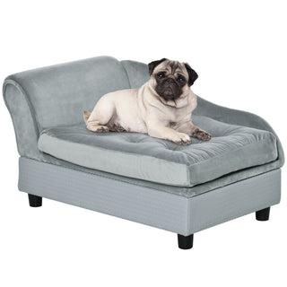 PawHut Luxury Fancy Dog Bed for Small Dogs with Hidden Storage – Small Dog Couch with Soft 3" Foam, Cushy Sofa Bed for Puppies and Little Breeds, Modern Pet Furniture, Gray