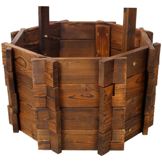 Rustic Wooden Wishing Well Planter Outdoor Home Décor for Patio, Garden, Yard w/Hanging Bucket ,20in