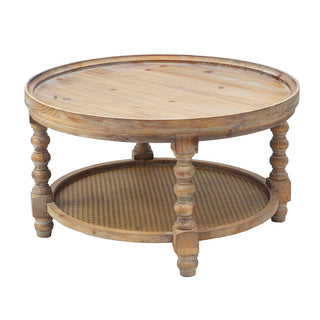 D29.7' x 16.5'Round 2-Tiered Side Tabel, Natural End Tabel for Lving Room Bedroom Entryway, Brown