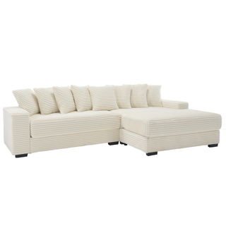 [NEW ARRIVED] [VIDEO PROVIDED] Oversized Two-Piece  Couches,  L Shaped Sofa, Corduroy, Right Chaise Daybed,with Armrests,Eight Throw Pillows,Corner Sofa,Easy To Assemble, Beige