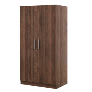 2-Door Wooden Wardrobe Armoire with 3 Storage Shelves, Brown