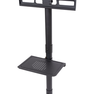 Mobile tv Stand on Wheels, Adjustable Tilt, with Media Shelf for 23-60 inch tvs, Holds up to 55 lbs, Max vesa 400x400mm