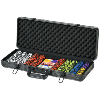 
Soozier Poker Chip Set with 6 Denominations, 500 Chips, 14 Gram Clay, Casino Poker Chips with Aluminum Case, 2 Decks of Playing Cards, Dealer Button and 5 Dice for Texas Hold'em
