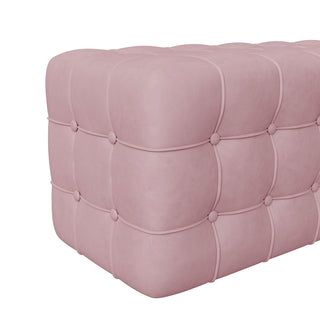 All Covered Velvet Upholstered Ottoman, Rectangular Footstool, Bedroom Footstool, No Assembly Required, Elegant and Luxurious, Pink