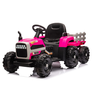 Tractor2.0 Ride-On Kids Toy with Trailer, 24v Electric, 200w Dual Motor, 1.86-4.97 mph, Remote Control, 3-Speed, usb, mp3, Bluetooth, Led Lights, Safety Belt