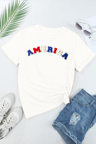 America Round Neck Short Sleeve T-Shirt for Women