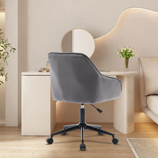 Elegent Velvet Office Chair with Wheels, Makeup Vanity Chair Height Adjustable for Teens Women Girls, Comfy Swivel Modern Leisure Armchair for Home Office, Bedroom, Study and Vanity.(GRAY)