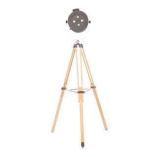 Ahoy Industrial Floor Lamp in Natural Wood and Antique Metal by LumiSource