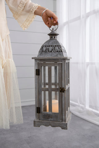 Wooden Candle Lantern Decorative, Hurricane Lantern Holder Decor for Indoor Outdoor, Home Garden Wedding